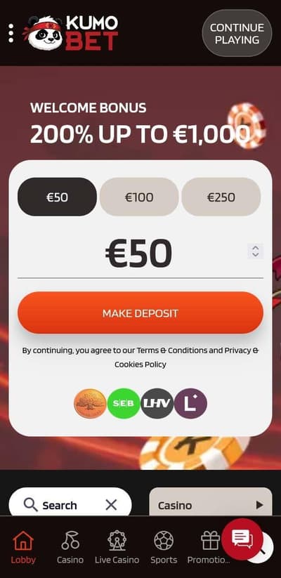 KumoBet oddsbonus