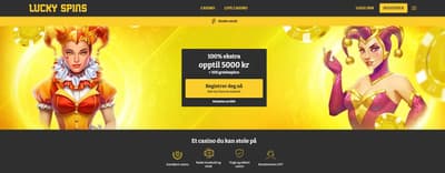 Lucky Spins omtale – skjermbilde fra nettsiden