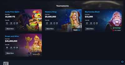 LuckyWins omtale – skjermbilde fra nettsiden