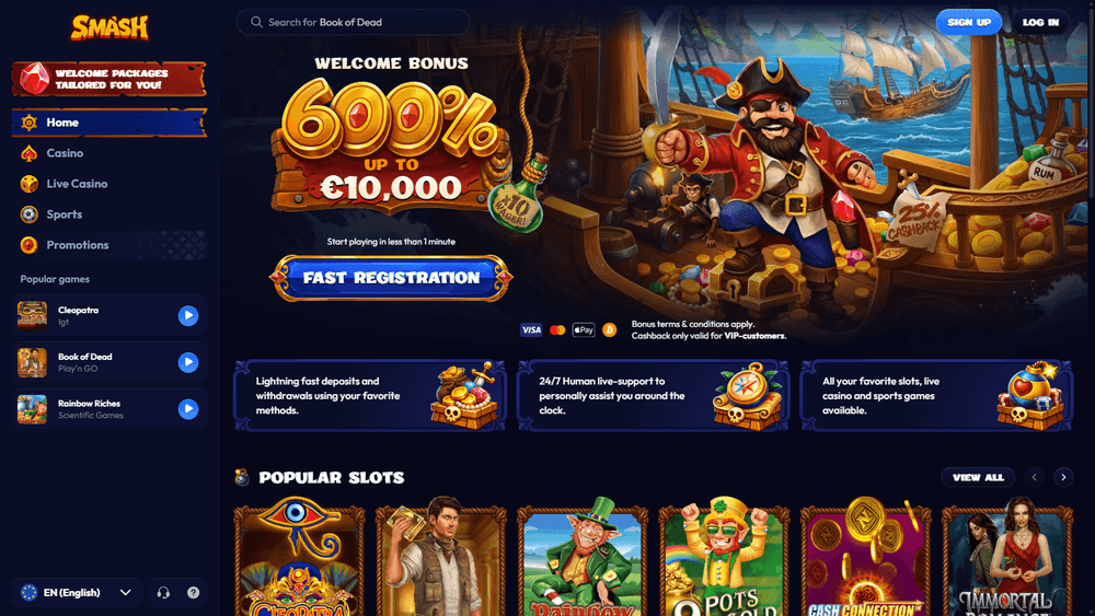 Smash Casino mobilcasino – spillautomater og live casino